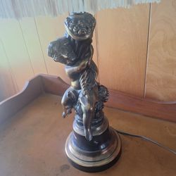 Vintage Copper Cherub Lamp