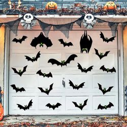 🕷 20 Pcs Halloween Magnets Black Bats with Glow in the Dark Eyes Luminous Stickers