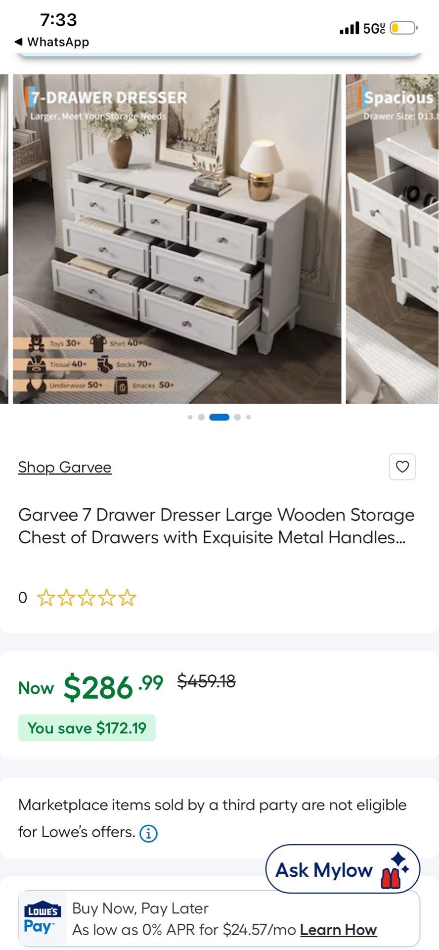 Garvee 7 Drawer Dresser Large Wooden Storage