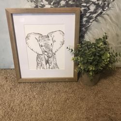 Decor Set Elephant And Faux Plant 