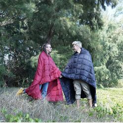 KingCamp Red Packable Lightweight Travel Down Alternative Warm Camping Blanket for Women, Girl, Compact Outdoor Waterproof Insulated Blanket for Airpl