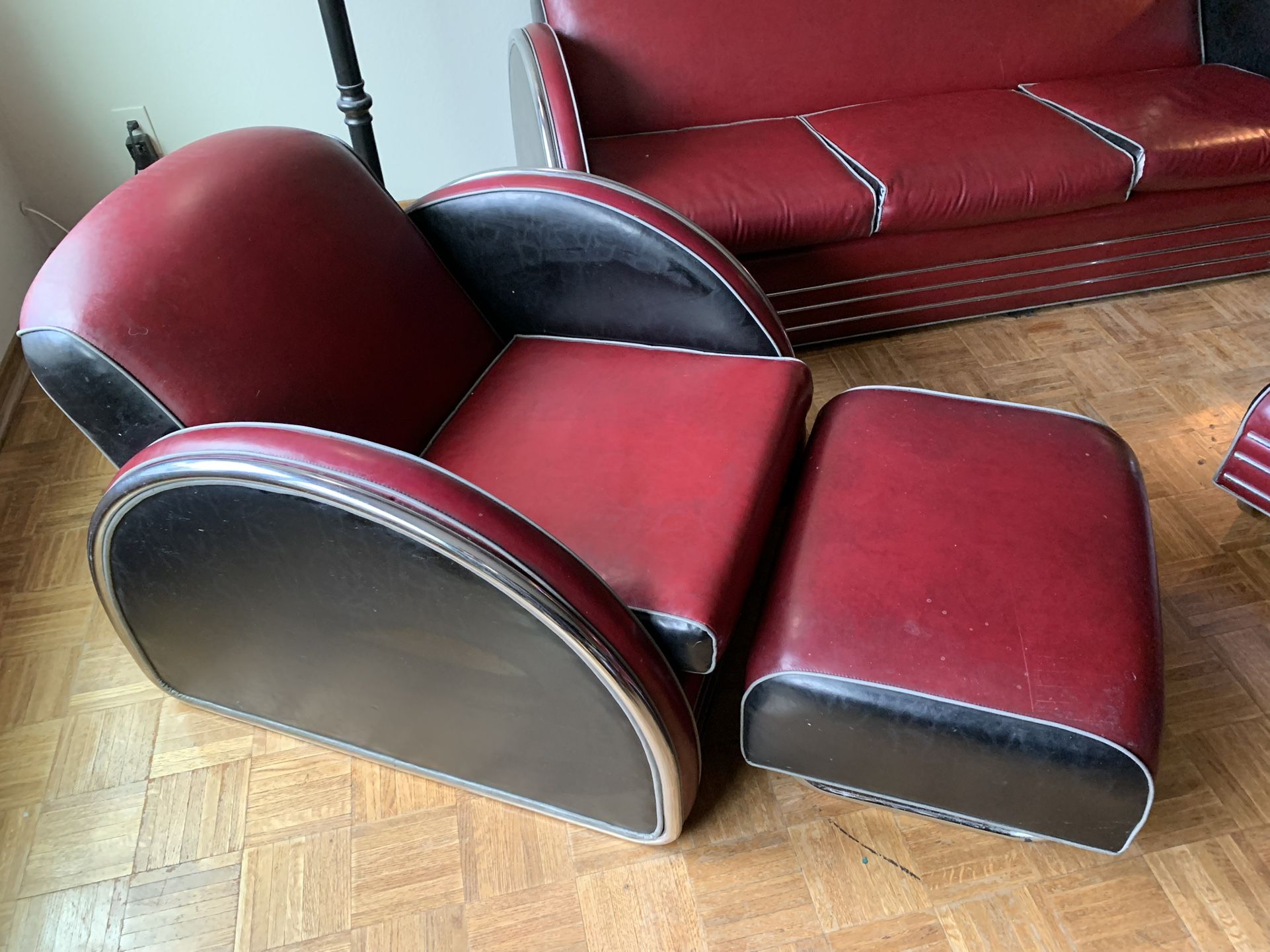 Donald Deskey Sofa , 2 Chairs and 2 Footstools, United States, designed 1934