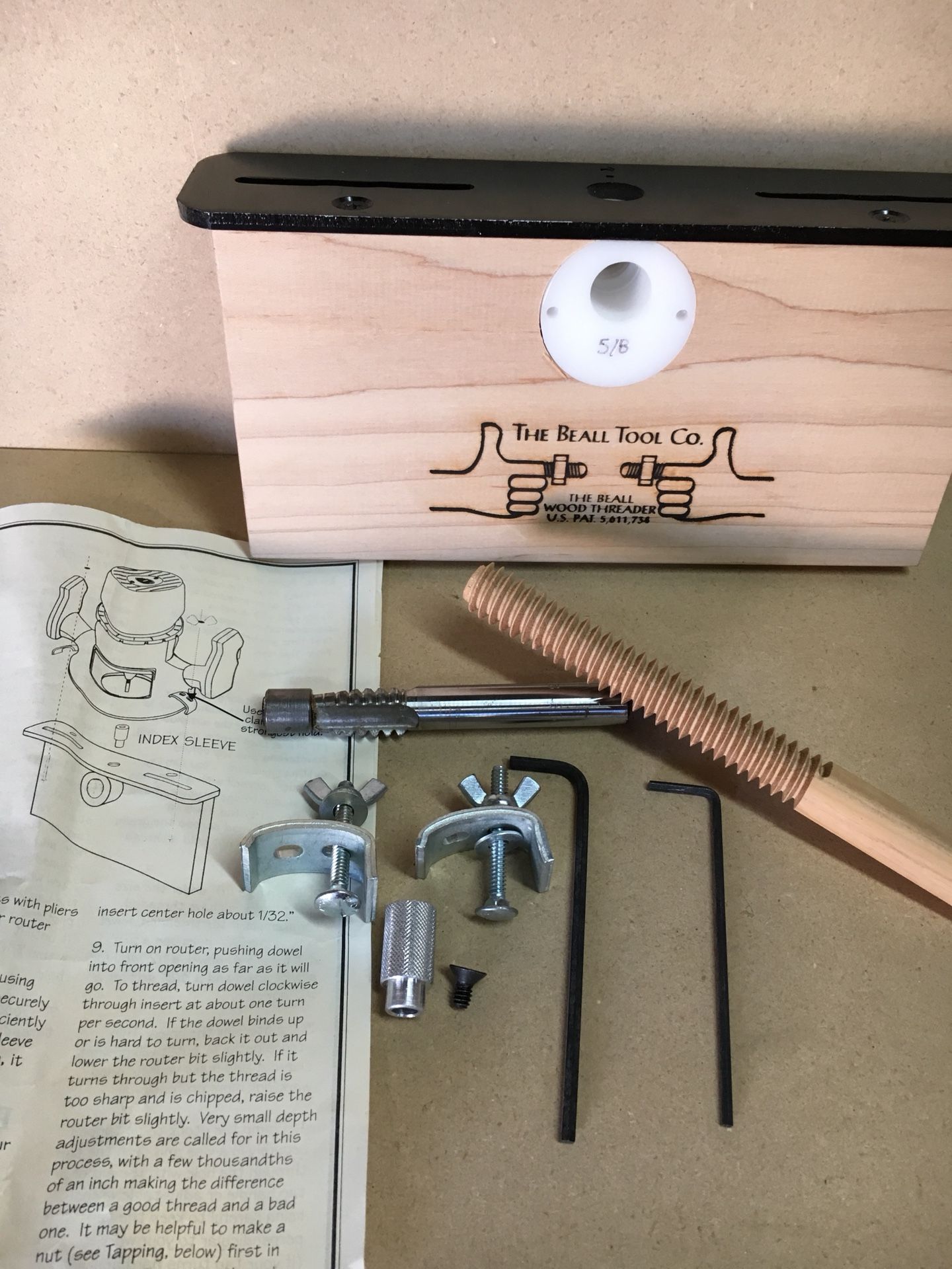 Beall tool co. Wood threader kit with tap make wooden nuts and bolts