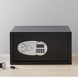 Amazon Basics Steel Security Safe with Programmable Electronic Keypad - Secure Cash, Jewelry, ID Documents - Black, 1 Cubic Feet, 16.93 x 14.57 x 9.06