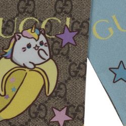 GUCCI Silk Scarf Neck Bow headband Banana Cat Rainbow scarf Celeste Bandeau accessory