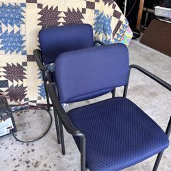 Two Office Chairs.  Blue 