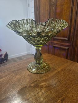 1960s Fenton Green Thumbprint