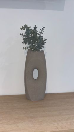 Modern Ceramic Vase with Oval Cutout