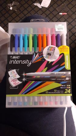 BIC Intensity Fineliner Marker Pen Easel Pack, Fine/Medium Point, Assorted Colors, 24 Pack