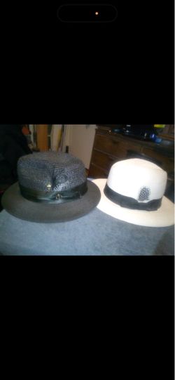 Two Fedora Hats Black and White