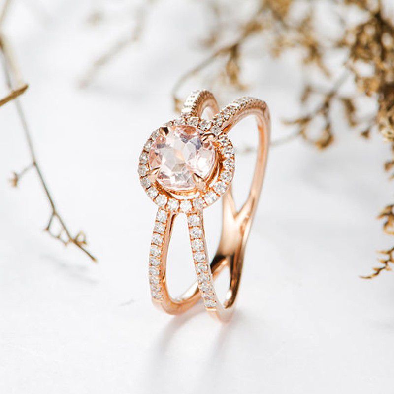 "Champagne Stone Engagement/Wedding Crystal Rose Gold Ring for Women, VIP309
  
