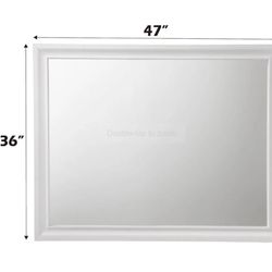 Acme Naima Wood Frame Bedroom Mirror 36” H x 47” W x 1” D - White