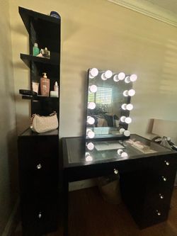 Black Vanity w/ Lightblub (Shelf on left included)