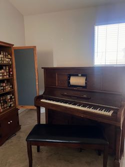 Upright Player Piano with Piano Roll