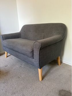 Mid-Century Modern Gray Loveseat / Small Sofa