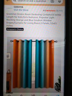Orange and Blue Living Room Curtains 52x63 inches