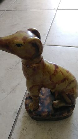 5×9 porcelain dog gold...