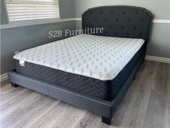 Queen Grey Burlap With Ortho Matres !!