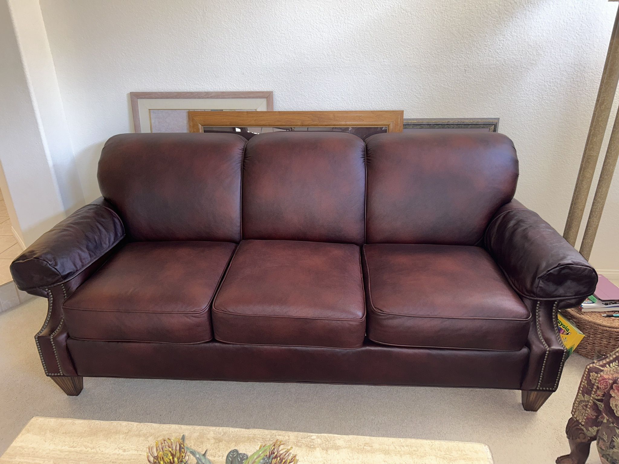 Flexsteel 3 Seater Sofá Purple Red Gradient Faux Leather