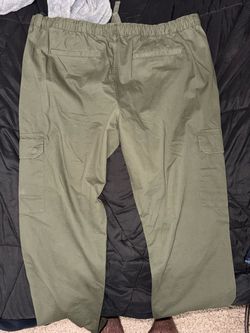 Olive Green Cargo Pants with Elastic Waist