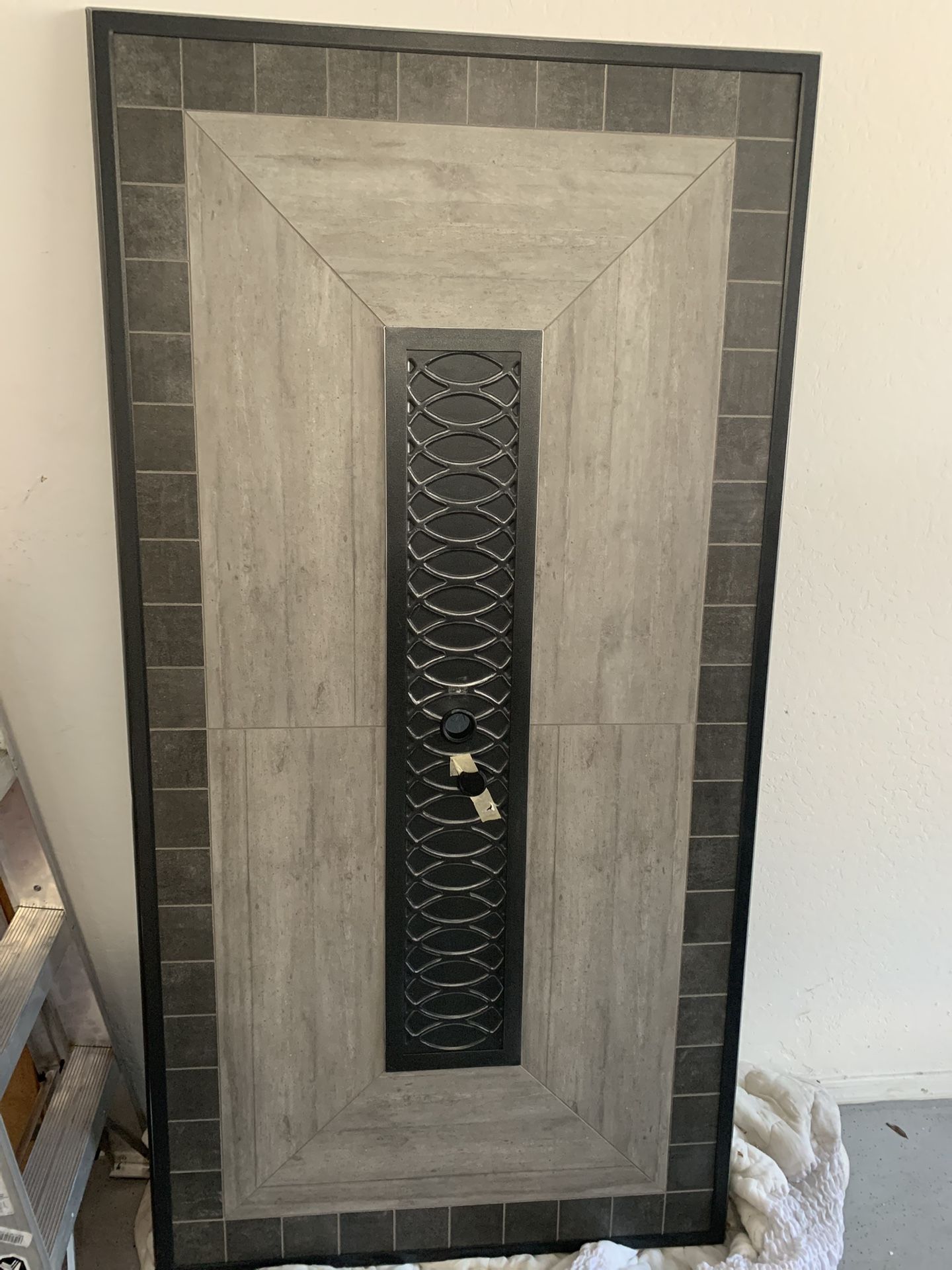 Large Metal Patio Table Gray / Black New