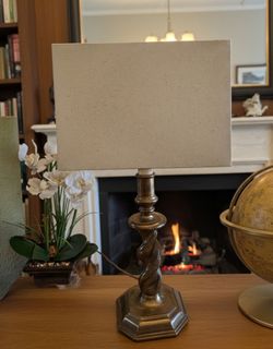 Vintage Stiffel Solid Brass Barley Twist Table Lamp with Shade – Hollywood Regency