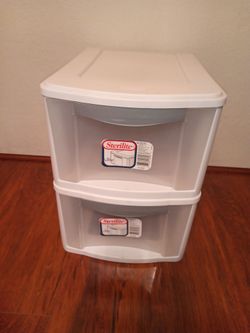 2 Sterilite plastic storage bins
