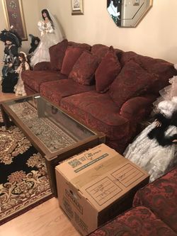 Large Long Gently Used Has Large Matching 2 Person Sitting Chair 