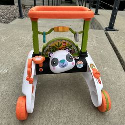Fisher-Price Baby & Toddler Toy 2-Sided Steady Speed Panda Walker with Smart Stages Learning & Blocks for Ages 6+ Months