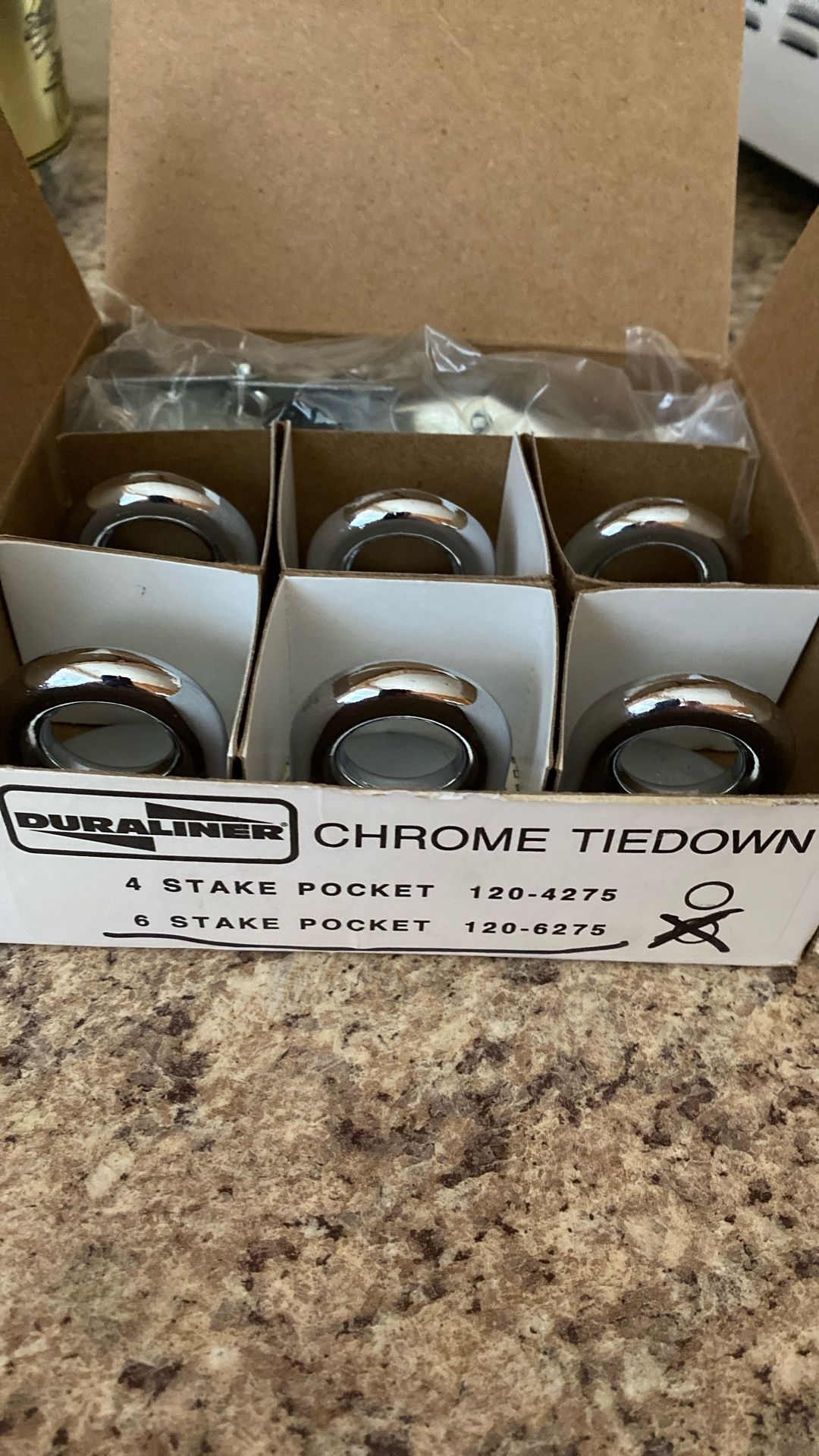 Chrome Tiedown 6 Stake Pocket With Hardware