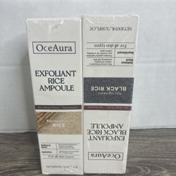 NEW OceAura Exfoliant Black And White Rice Ampoule Two Pack NEW