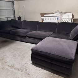 Oversized Modular Sectional + Ottoman – Deep Seat, Plush, Modern Gray
