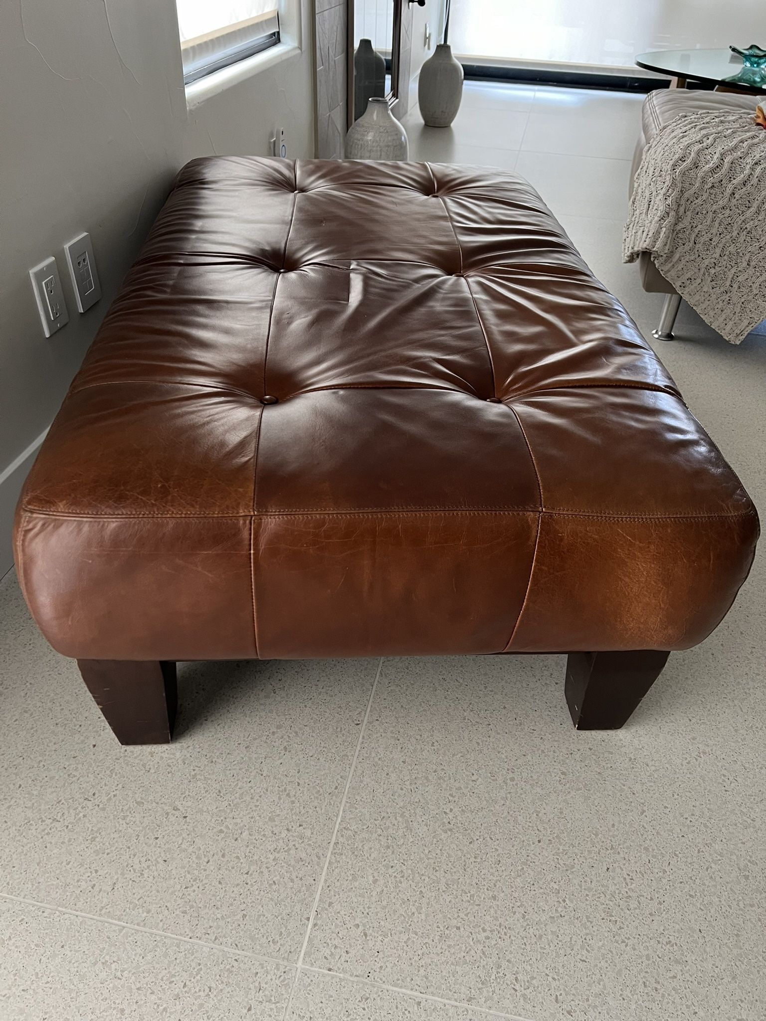 Leather Ottoman Pottery Barn