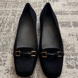 Stuart Weitzman Mocnroll Horse bit Brown Suede Loafers Shoes Size 9.5 