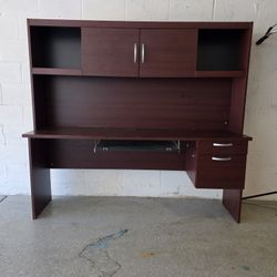 Solid Wood Office Desk with Hutch – $99