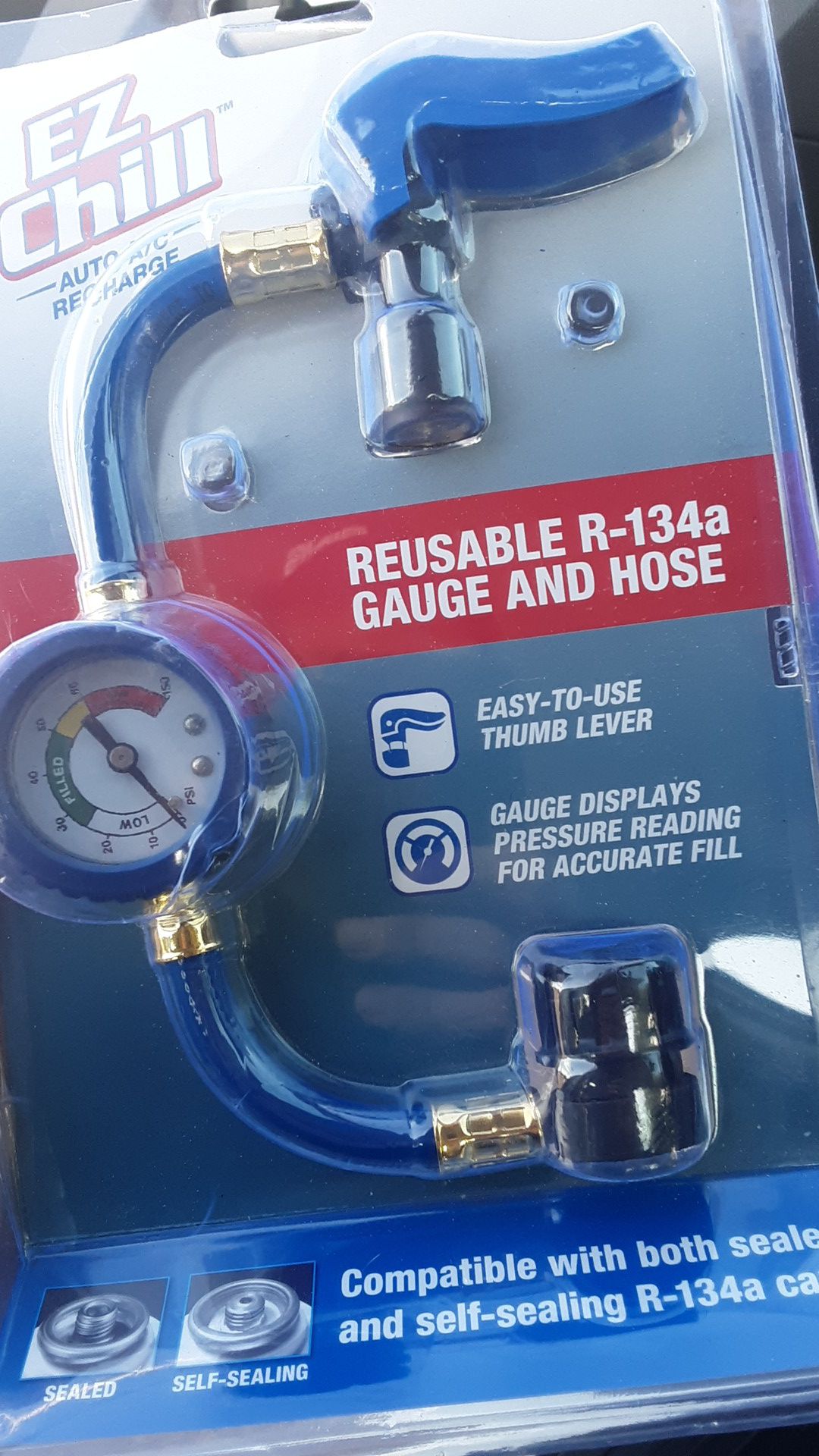 New EZ CHILL REUSABLE R-134A GAUGE AND HOSE