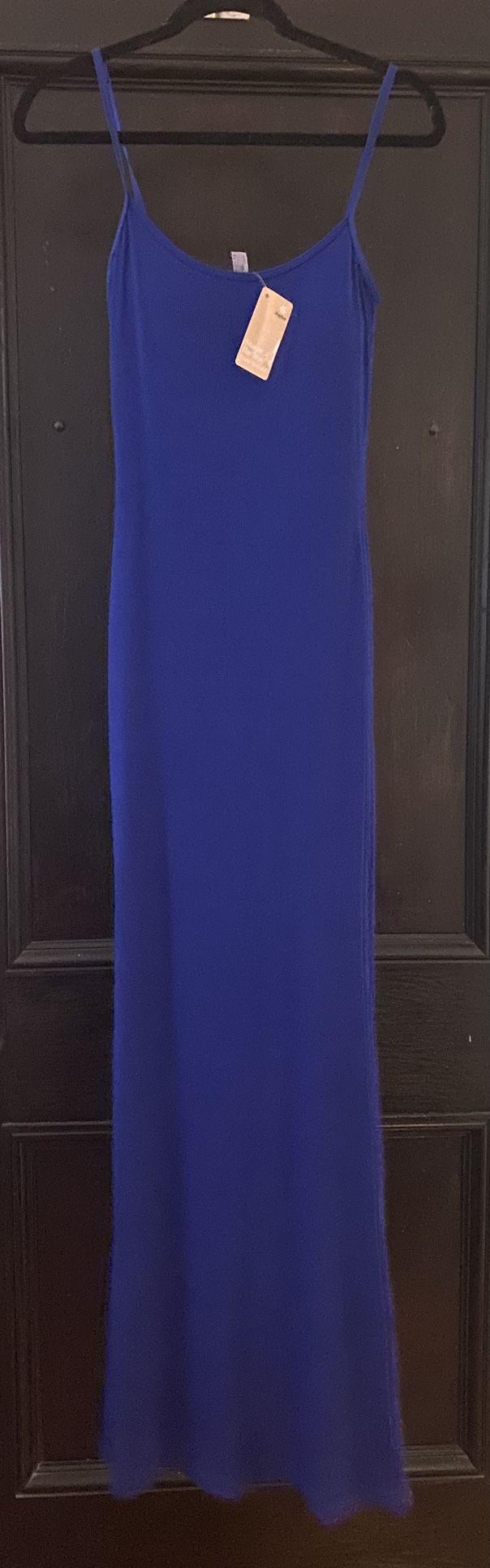 Popilush Dress Blue Knit Maxi Bodycon