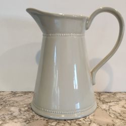 Martha Stewart Farm Style Ceramic Pitcher - Beaded Trim - 8"H