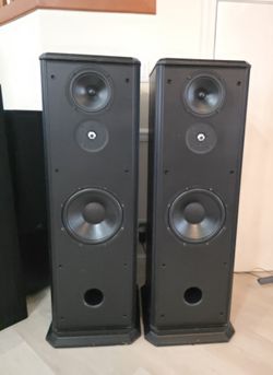 PSB Stratus Gold 3-Way Tower Speakers Oak Black Pair 44.5" 15-300W Vintage