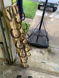 Home made horseshoe wine rack