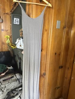 black and white striped dress long 