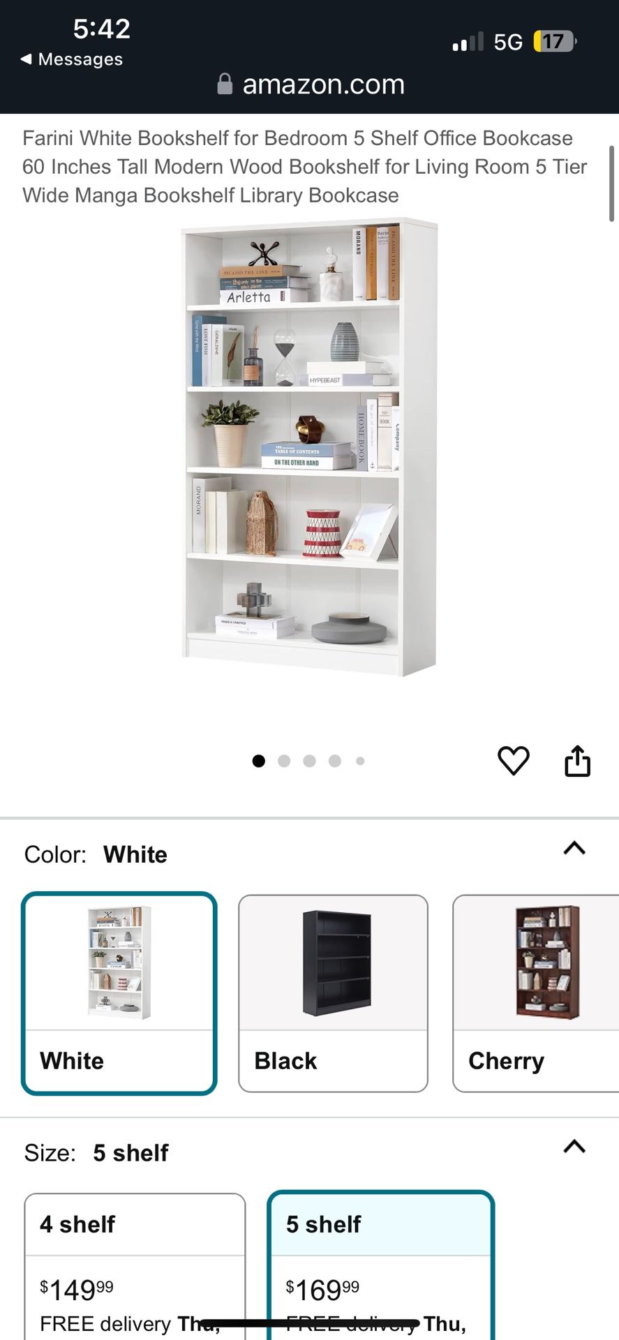 5 Tier White Shelf