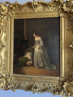 Original Oil Painting On Board Mother And Child