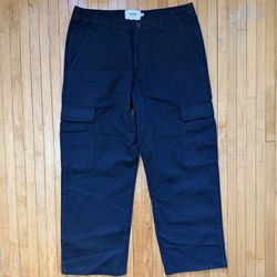 NWOT Wax London Santo Herringbone Organic Cotton Black Men’s Cargo Pants Sz. 36