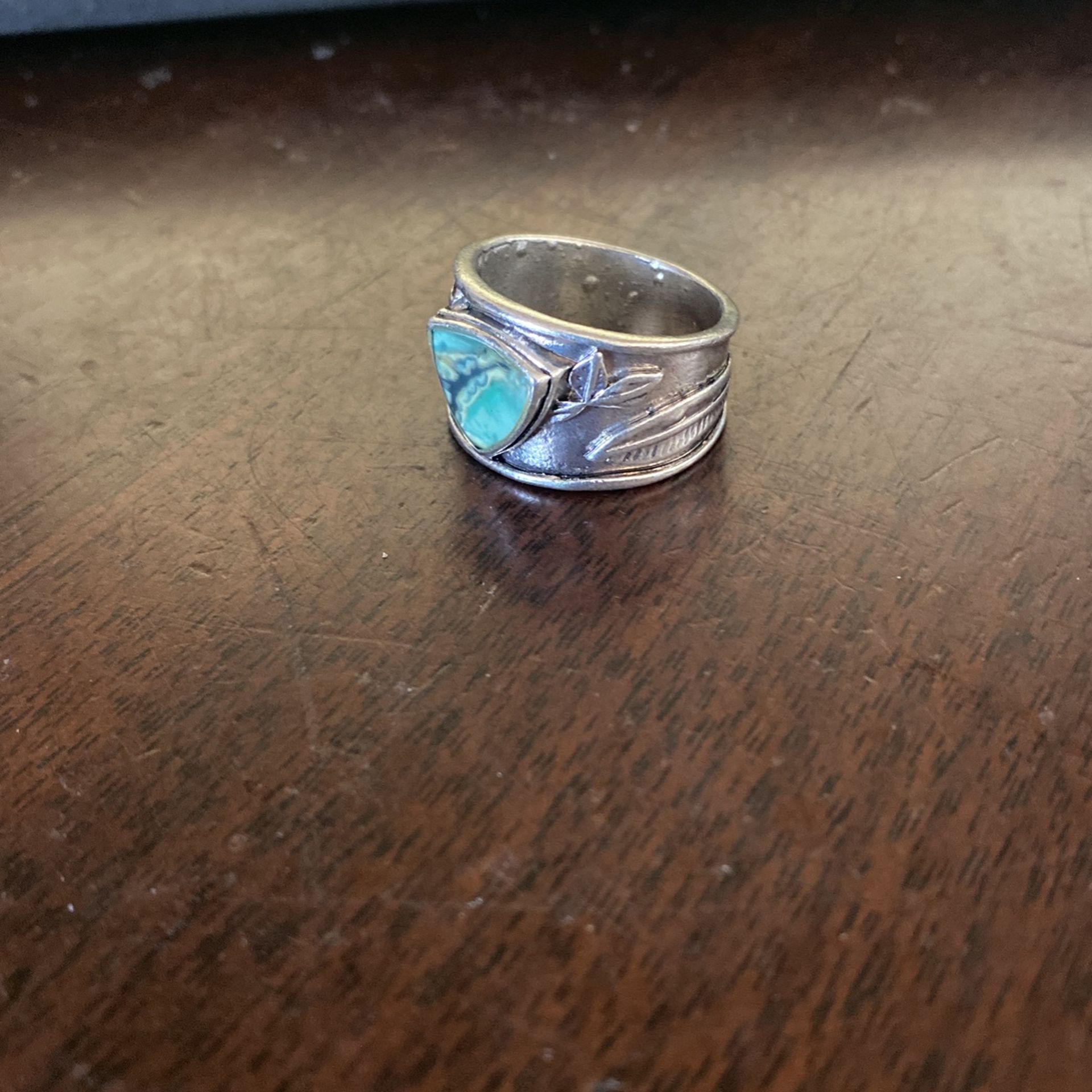 Ring Silver 925 With Colored Turquoise Stone Size 9