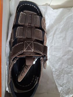 New Buster Brown Toe Zone Brown Genuine Leather Open Toe Sandals Size 2 Boys