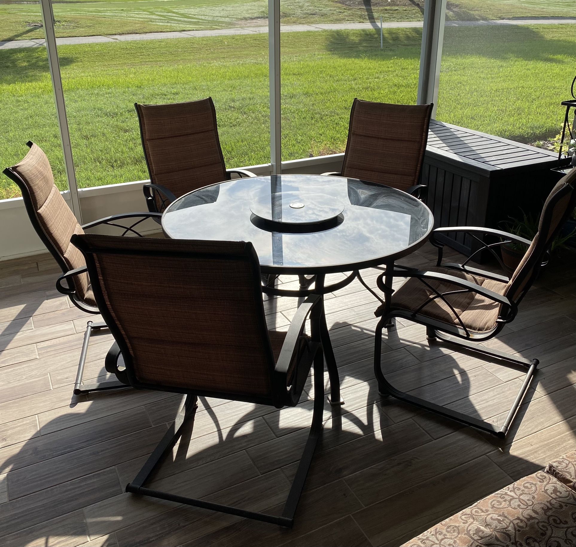 Patio Table With High Back Spring Chairs