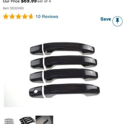Chrome Delete Door Handle Covers; Gloss Black (14-18 Sierra 1500 Double Cab, Crew Cab)