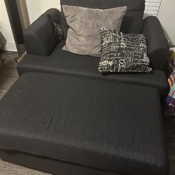 Over Size Navy Blue Chair and Ottoman