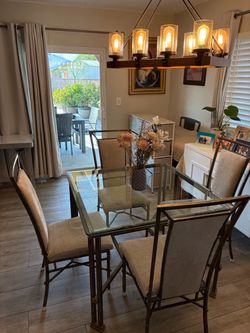 Modern Glass Dining Table Set with 4 Chairs